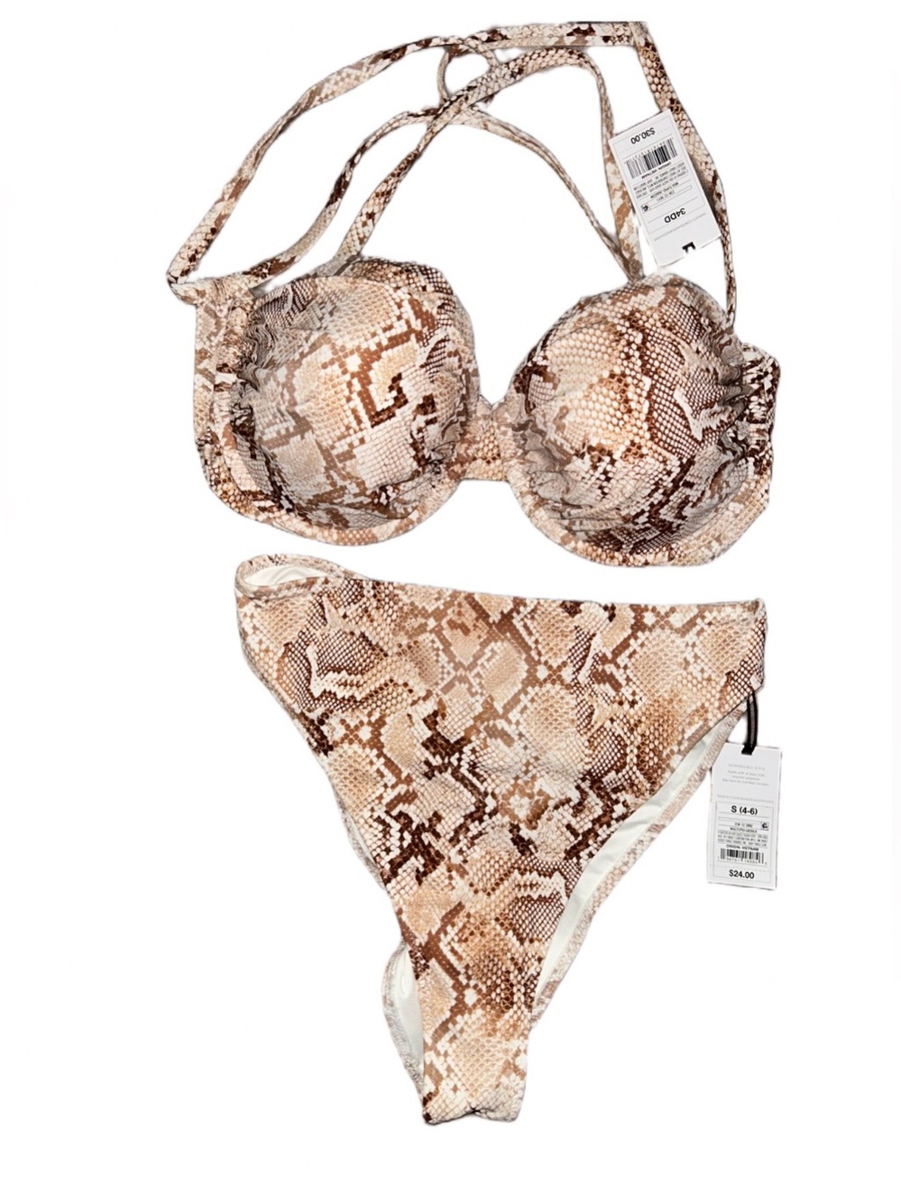 Shade & Shore Snake-Print Bikini in Beige and Brown Tones